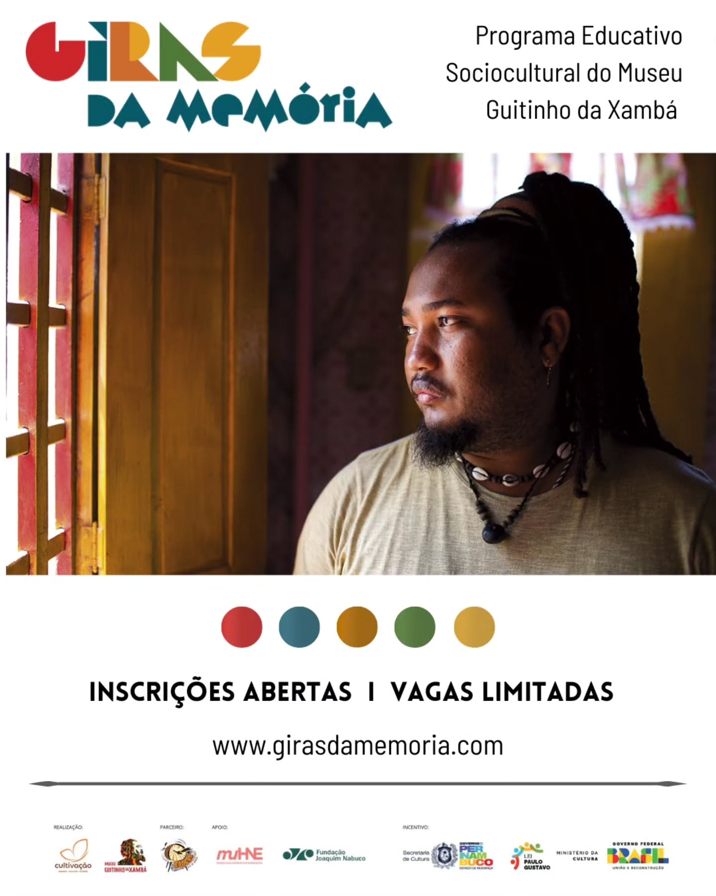 Arte de divulgação das inscrições do Giras da Memória